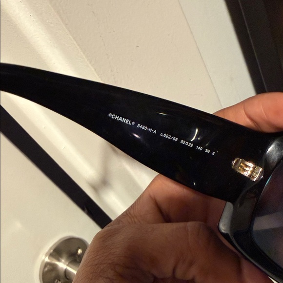 CHANEL Black Sunglasses with Gold Accents - Picture 8 of 8